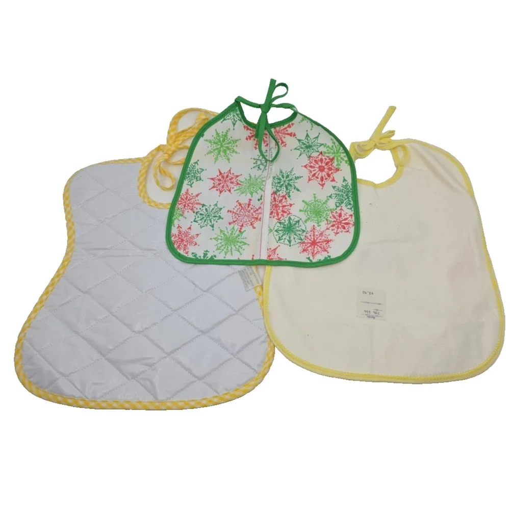 Lot Of 3 Vintage Bibs Baby Dan Dee Frango Kid Quilted Christmas Brand NEW